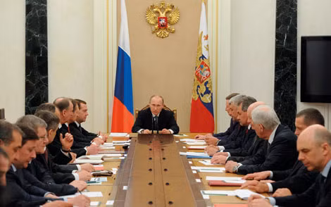 Tổng thống Putin trong cuộc họp Hội đồng An ninh Nga, ngày 22/4/2014.