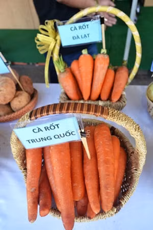 Cà rốt Đà Lạt và cà rốt Trung Quốc.
