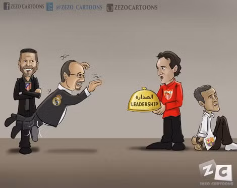 Barca của Luis Enrique bị HLV Unai Emery (Sevilla) trói chặt, và ngôi đầu tưởng như đã thuộc về Real nếu không có kẻ ngáng đường "đáng ghét" Diego Simeone (Atletico) với trận hòa 1-1.