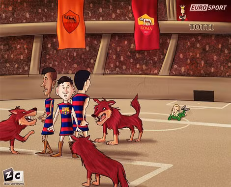 Bộ ba nguyên tử M-S-N (Messi-Suarez-Neymar) của Barca bất lực trước bầy sói (biệt danh của AS Roma). Đương kim vô địch Champion League bị AS Rome cầm hòa ngay lượt trận đầu tiên của vòng bảng.