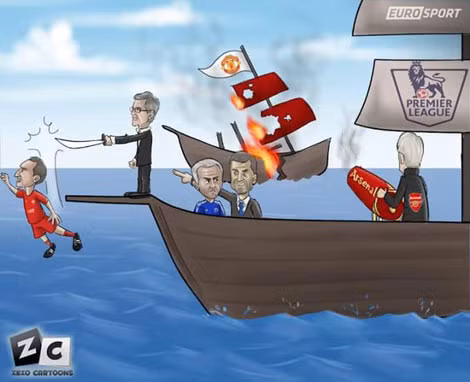 Brendan Rodgers bị sa thải và Mourinho đang bị Abramovich cảnh cáo vì thành tích tệ hại vừa qua. Trong khi đó "giáo sư" và khẩu thần công Arsenal bắn tan tành con tàu Man Utd.