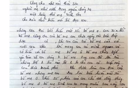 Thư tuyệt mệnh đối tượng Tuấn gửi bố mẹ.
