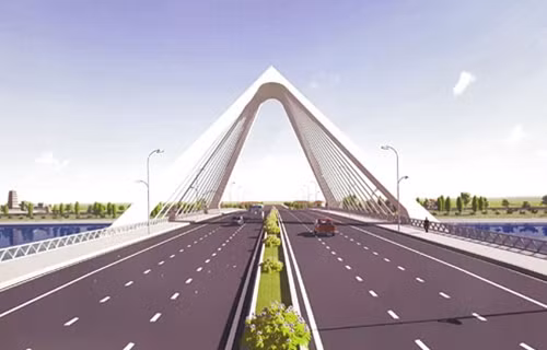 Một trong số các phương án kiến trúc cầu vượt sông Hương được trưng cầu ý kiến người dân.