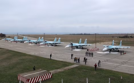 Máy bay chiến đấu Nga được bố trí tại căn cứ không quân Belbek ở Crimea.