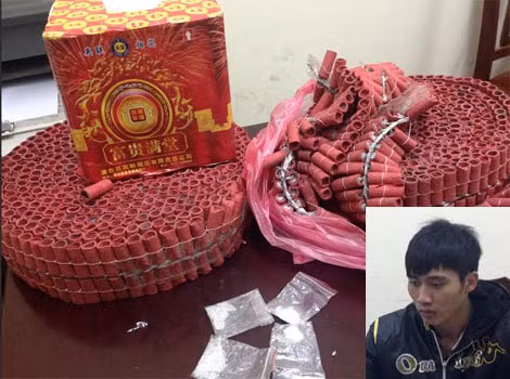 Đối tượng Đỗ Đức Tiến và tang vật bị Công an TP Lạng Sơn thu giữ.