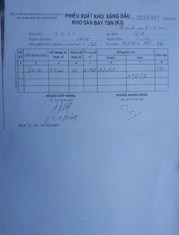 Phiếu xuất kho chênh lệch khối lượng lớn dầu so với đồng hồ bơm. Phiếu xuất kho chênh lệch khối lượng lớn dầu so với đồng hồ bơm.