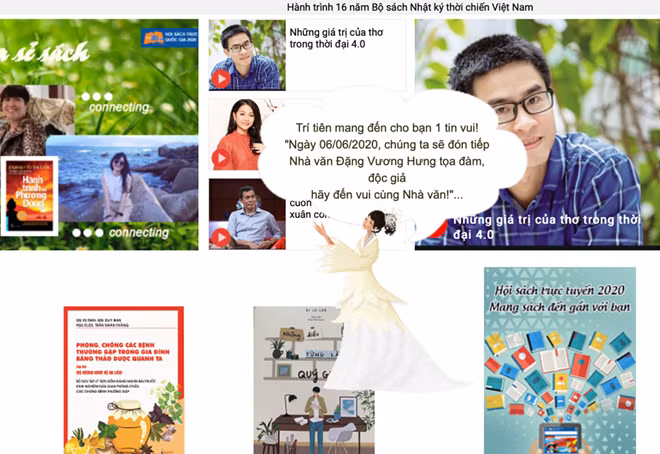 Hoạt cảnh cô tiên giới thiệu chương trình tọa đàm tới độc giả ghé thăm Hội sách