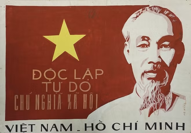 Tranh cổ động "Việt Nam - Hồ Chí Minh" của tác giả Nguyễn Nùng