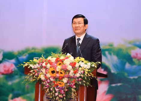 Chủ tịch nước Trương Tấn Sang phát biểu tại Lễ kỷ niệm.