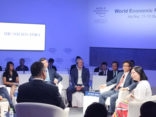 Các đại biểu quốc tế tại phiên thảo luận "Tương lai việc làm tại ASEAN".