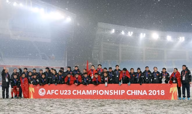Tuyển U23 Việt Nam đã mang đến cho người hâm mộ toàn châu Á và thế giới những màn trình diễn với trái bóng vô cùng nhiệt huyết và ấn tượng. Ảnh: Anh Khoa