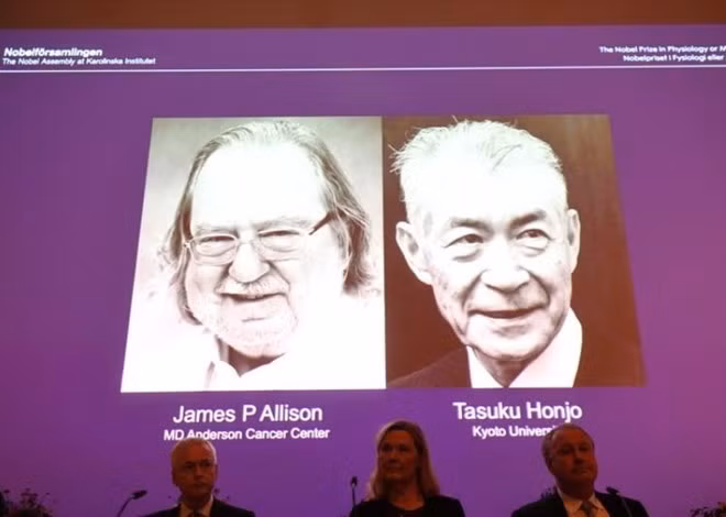 Hai chủ nhân của giải thưởng Nobel Y học năm 2018 sẽ cùng chia sẻ giải thưởng trị giá 9 triệu kronor Thụy Điển (hơn 1 triệu USD). Ảnh: Reuters.