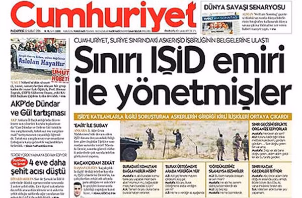 Cumhuriyet là một trong những tờ báo lớn, có uy tín nhất Thổ Nhĩ Kỳ dũng cảm tố cáo chính quyền Erdogan có ‘quan hệ phức tạp” với IS.