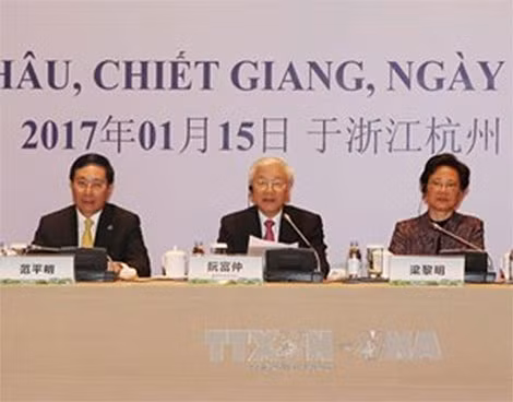 Tổng Bí thư Nguyễn Phú Trọng phát biểu tại buổi gặp gỡ. Ảnh: TTXVN