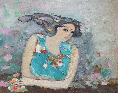 Thiếu nữ mùa xuân - Sơn dầu trên toan - 81x100cm. Nguồn ảnh: Tư liệu của G39 và nhà sưu tập.
