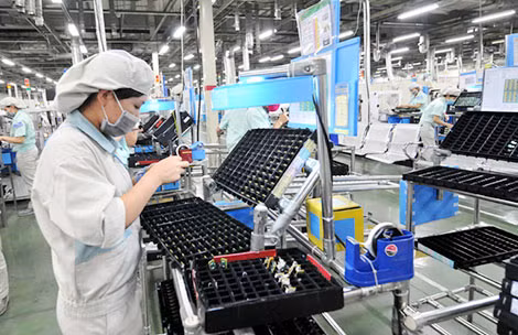 Lắp ráp thiết bị điện tử.