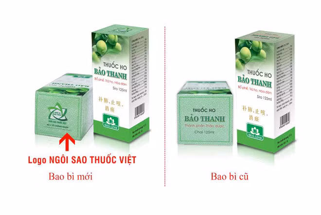 Hình ảnh logo Ngôi sao thuốc Việt trên bao bì sản phẩm thuốc ho Bảo Thanh.
