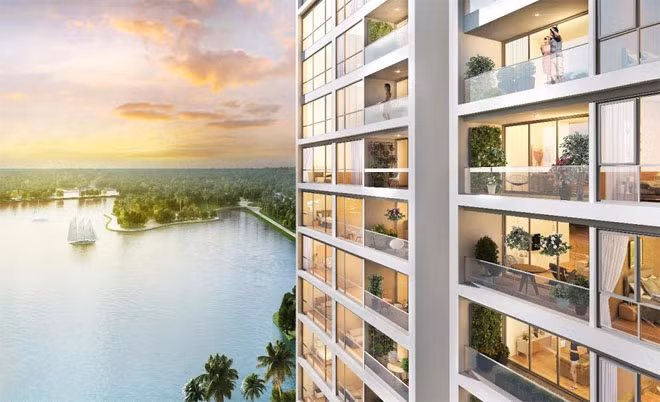 Với hồ nước rộng phía trước tầm mắt chủ nhân của các căn hộ Vinhomes Skylake có được thế “đường tiền tụ thủy”.