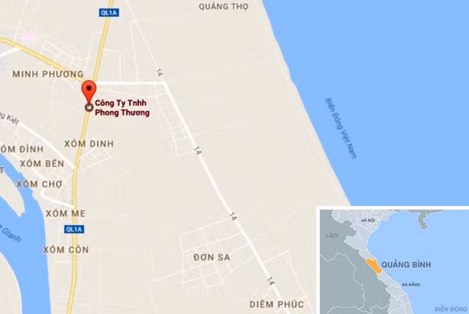 Hàng trăm bộ hài cốt được phát hiện tại phần đất gia đình ông Phong, sát quốc lộ 1 thuộc phường Quảng Thọ. Ảnh: Google Maps.