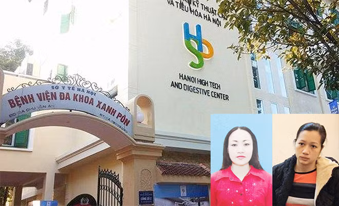Đối tượng Thủy (áo đỏ) và Vân tại cơ quan Công an.