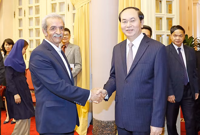 Chủ tịch nước Trần Đại Quang tiếp ông Gholam Hossein Shafei, Chủ tịch Phòng Thương mại, Công nghiệp, Mỏ và Nông nghiệp Iran. Ảnh: TTXVN.