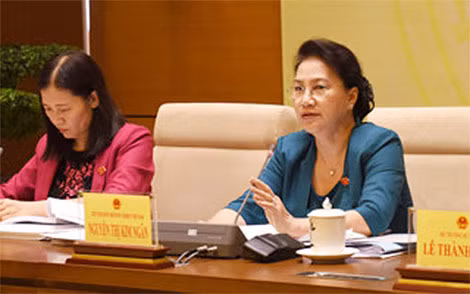 Chủ tịch Quốc hội Nguyễn Thị Kim Ngân đề nghị ban soạn thảo, cơ quan thẩm tra và các luật sư tiếp tục thảo luận riêng.