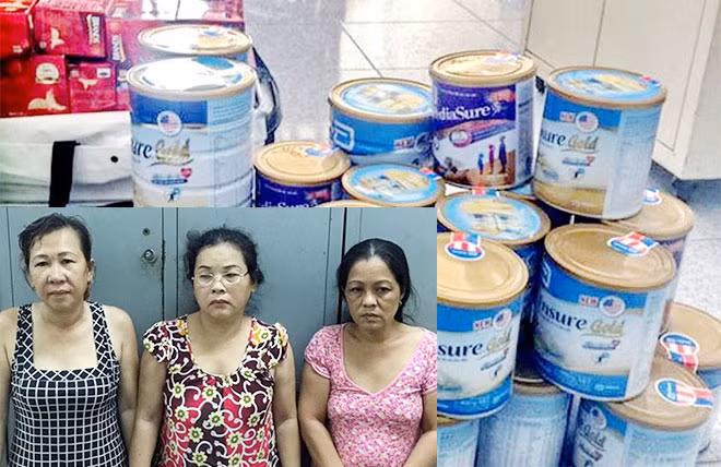Ba “nữ quái” bị Công an TP Nha Trang tạm giữ cùng tang vật trộm cắp.