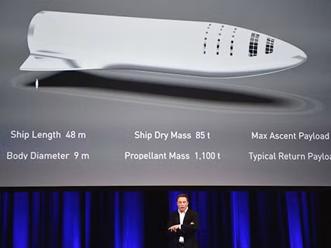 Tỷ phú Elon Musk tại buổi thuyết trình tên lửa BFR.