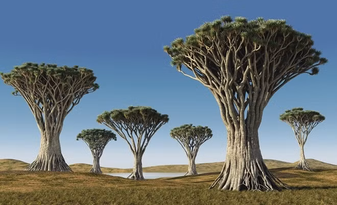 Cây máu rồng hay Dracaena sống ở Yemen. Khi nhỏ chúng chỉ có một thân, lớn dần thì đẻ nhánh nhân rộng thân. Gỗ chúng thường làm đàn violon.