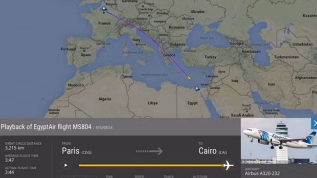 Máy bay mất tích khi gần tới Cairo.