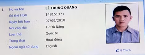 Thông tin về HDV du lịch Lê Trung Quang được đăng trên trang web Hướng dẫn du lịch của Tổng cục du lịch.
