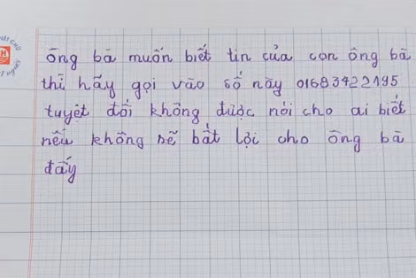 Lá thư đe dọa, tống tiền Liễu định gửi cho gia đình cháu Hằng nhưng chưa kịp đưa đi thì bị Công an bắt giữ.