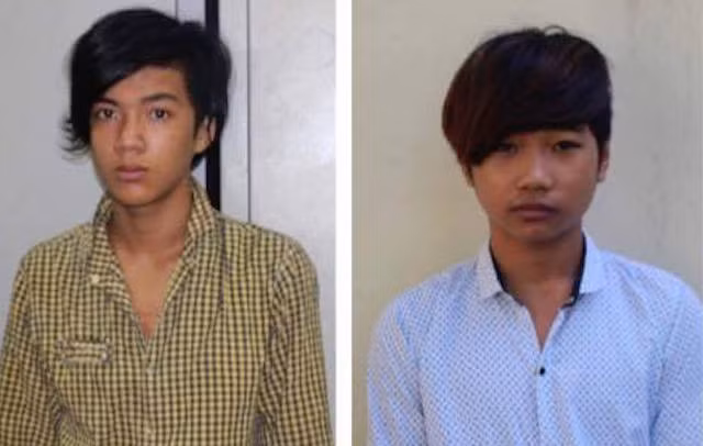 Dương và Khoa tại cơ quan điều tra.