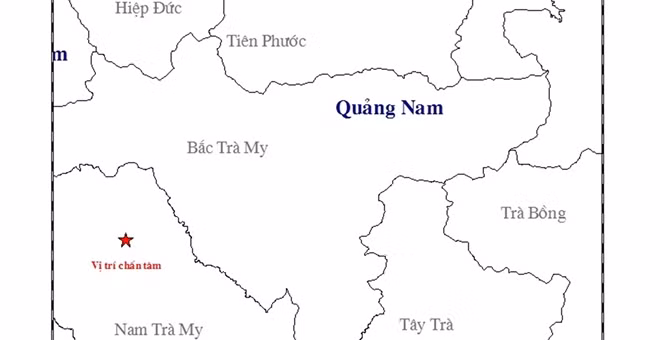 Vị trí chấn tâm trận động đất được cơ quan chức năng ghi nhận.