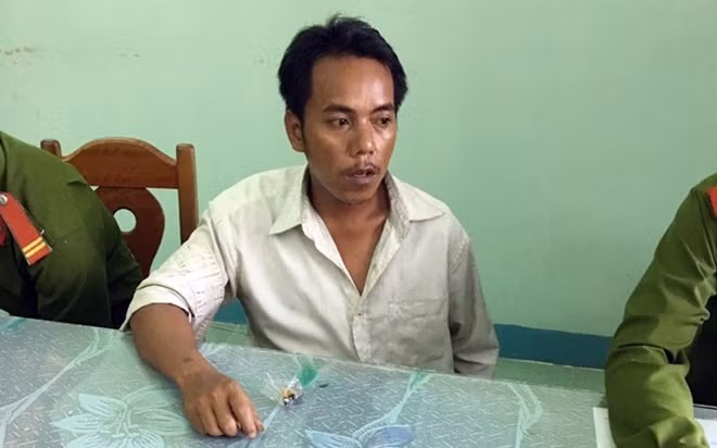 Đối tượng Huynh tại cơ quan Công an.