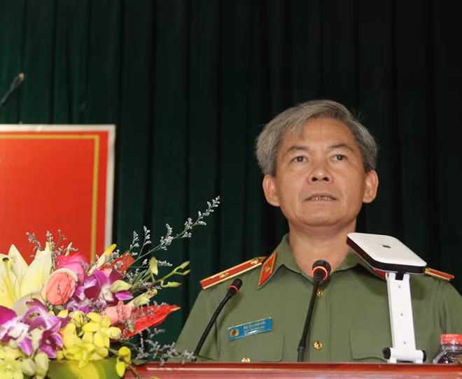 Thiếu tướng Bùi Quang Hải, Cục trưởng Cục An ninh Tây Nam Bộ, phát biểu khai mạc Hội nghị.