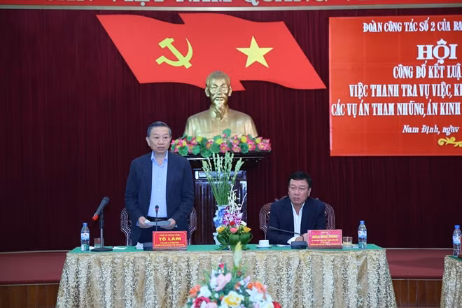 Bộ trưởng Tô Lâm phát biểu chỉ đạo tại buổi công bố Kết luận kiểm tra, giám sát tỉnh Nam Định