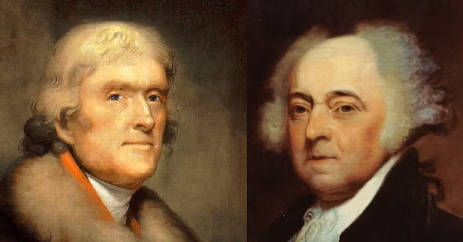Từ trái qua: Thomas Jefferson và Tổng thống John Adams.