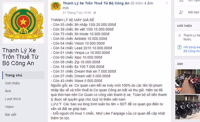 Cần thận trọng trước thông tin thanh lý xe trốn thuế trên mạng.