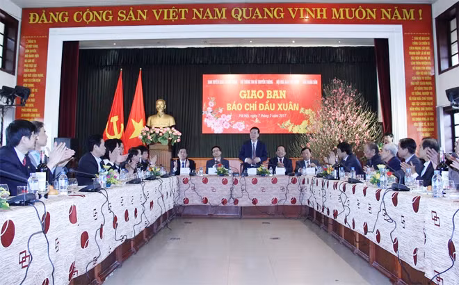 Quang cảnh buổi giao ban báo chí đầu xuân 2017.