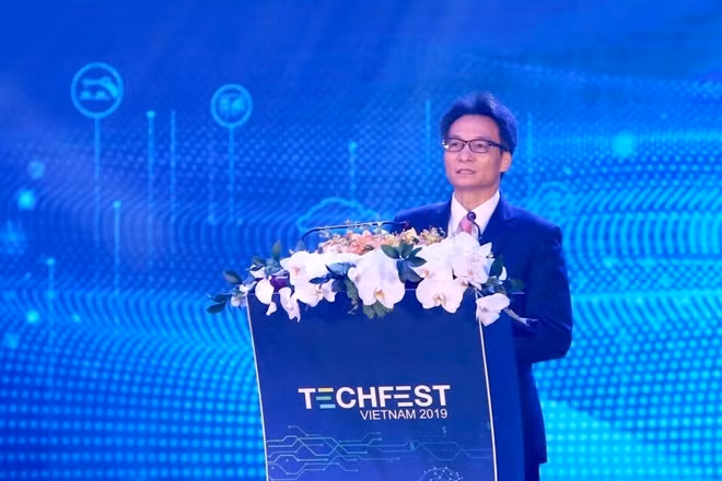 Phó Thủ tướng Vũ Đức Đam phát biểu tại Techfest Vietnam 2019.
