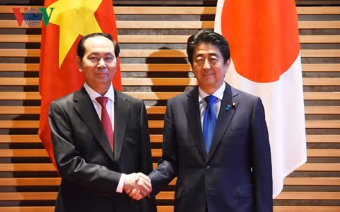 Chủ tịch nước Trần Đại Quang và Thủ tướng Shinzo Abe.