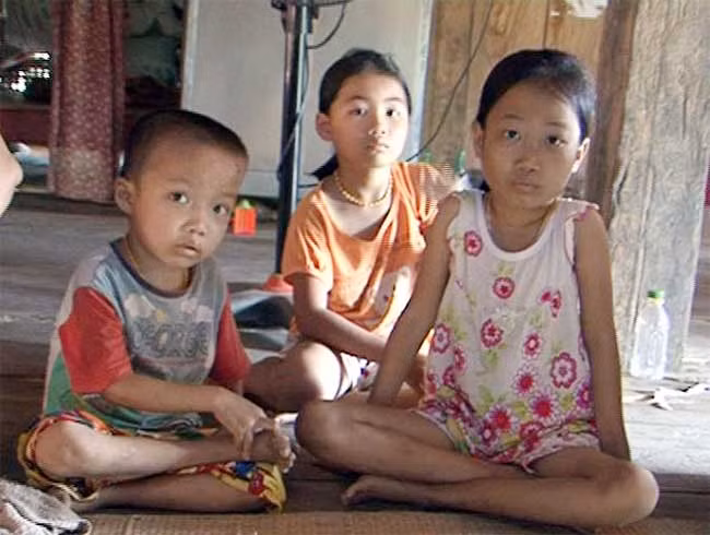 Cháu Hoàng Văn Hưng (bên trái) và cháu Hoàng Thị Xanh (bên phải). Cháu Hoàng Văn Hưng (bên trái) và cháu Hoàng Thị Xanh (bên phải).