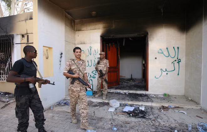 Hiện trường vụ tấn công tại Benghazi.