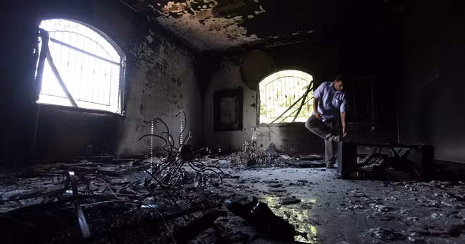 Hiện trường vụ tấn công tại Benghazi.