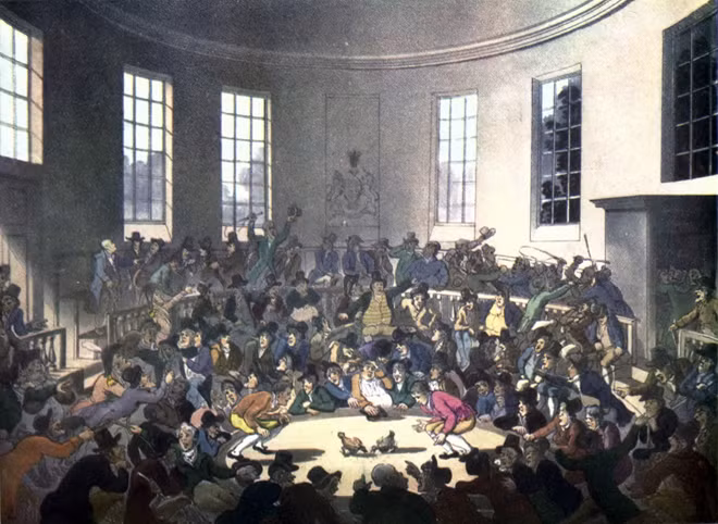 Khung cảnh đá gà ở Pháp vào năm 1808.