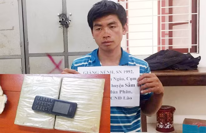 Đối tượng Giàng Nếnh và tang vật vụ án.