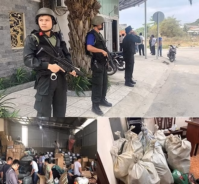 Lực lượng Công an phong tỏa, khám xét địa điểm cất giấu ma túy.