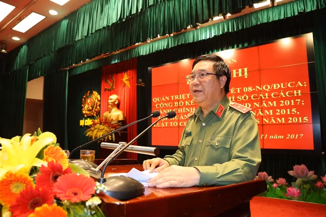 Trung tướng, GS.TS Nguyễn Ngọc Anh phát biểu tại hội nghị.