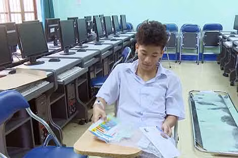 Thí sinh Nguyễn Quốc Bình được bố trí làm bài thi trong phòng thi dự phòng.